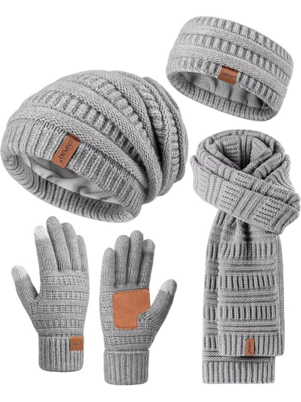 Cozy Women's Winter Beanie, Scarf & Gloves Set - Slouchy Knit Ear Warmer Gift
